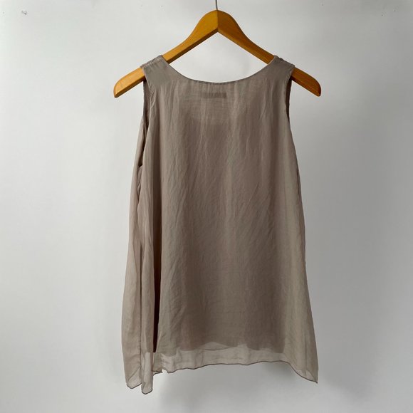 Tendenze Flowy Silk Sleeveless Tank Top Lace Detail Made In Italy, Size M - Picture 4 of 7